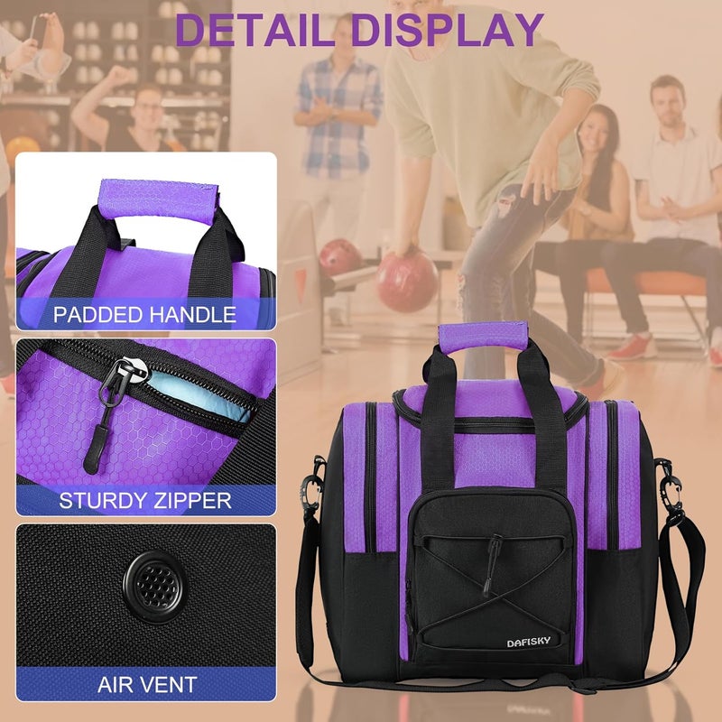 DAFISKY Bowling Ball Bag for Single Ball - Bowling Bag Tote for 1 Ball and Shoes with Padded Holder, 2 Pockets Fits Men & Women bowling Shoes Up To Mens Size 14 - Image 3